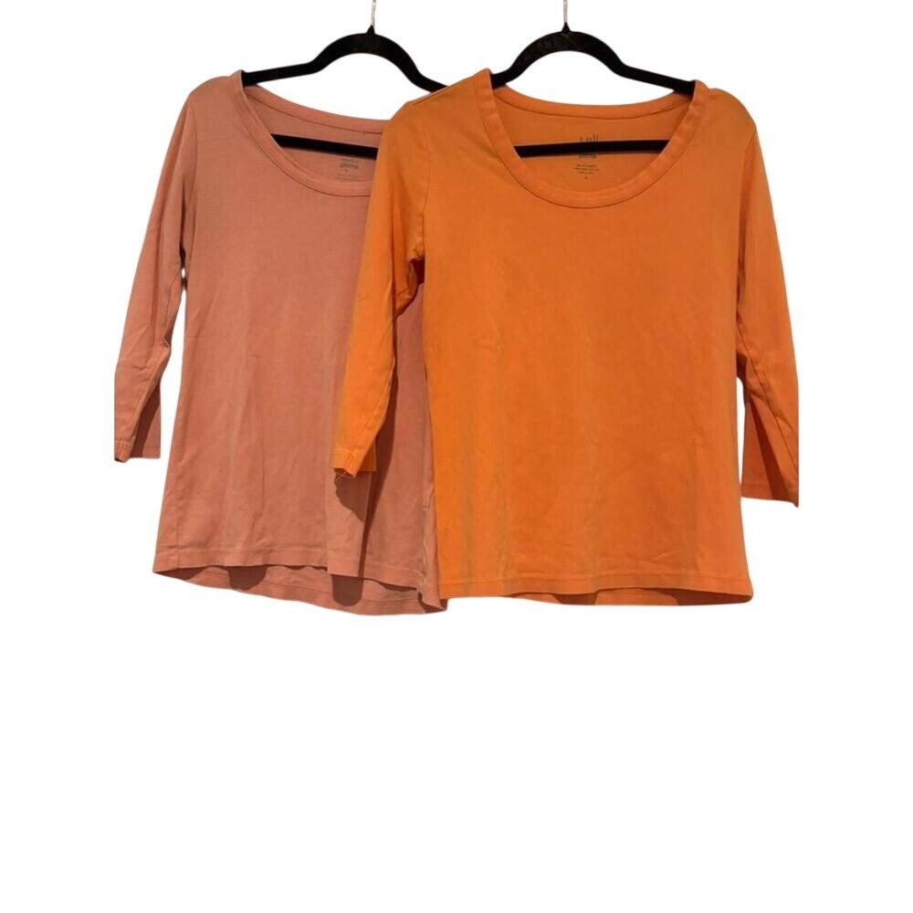 Women'sβ bundle of 2 sz S J JIll pima cotton 3/4 length shirts peach/orange#1071